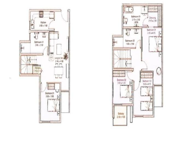 Floor plan for duplex at Montenapoleone