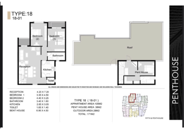 Floor plan for penthouse at Sun Capital