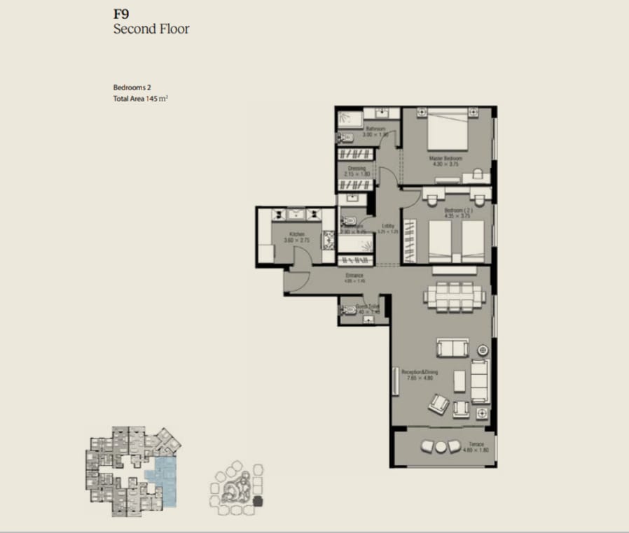 Floor plan for apartment at Ninety Avenue