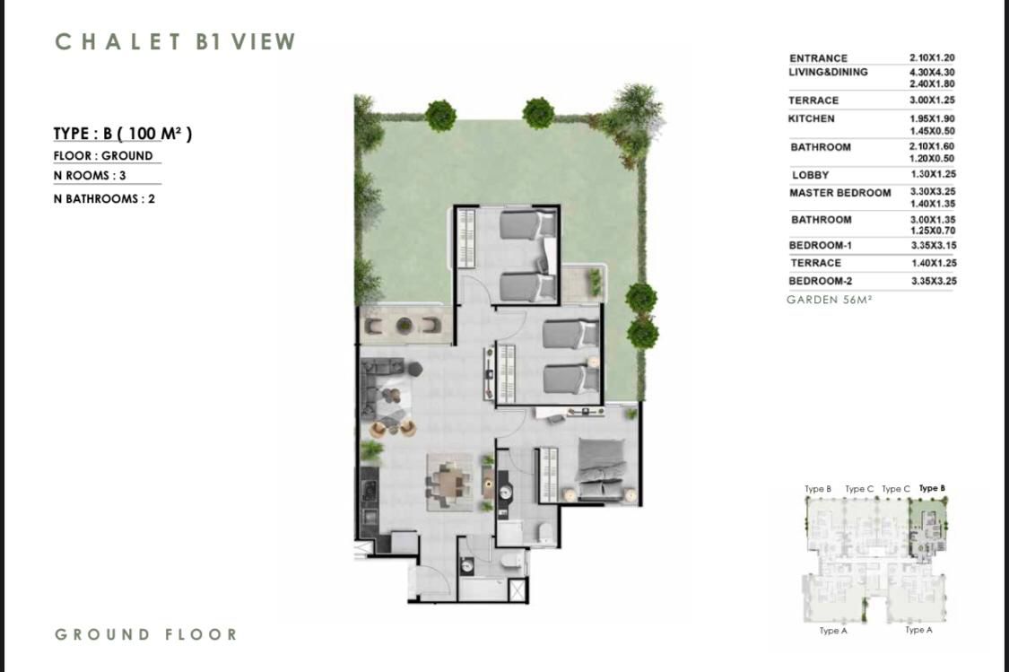 Floor plan for chalet at Zahra Morshedy Group