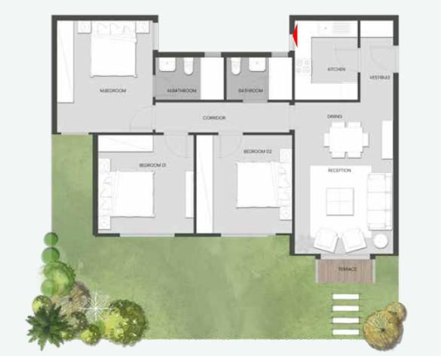 Floor plan for apartment at Aliva Mountain View Mostakbal City