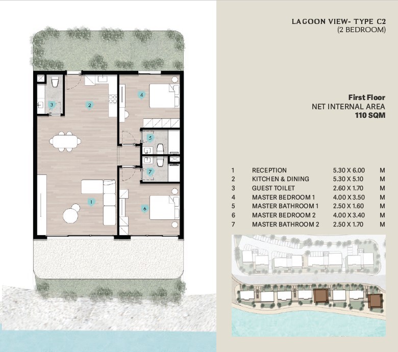 Floor plan for chalet at Azha North Coast