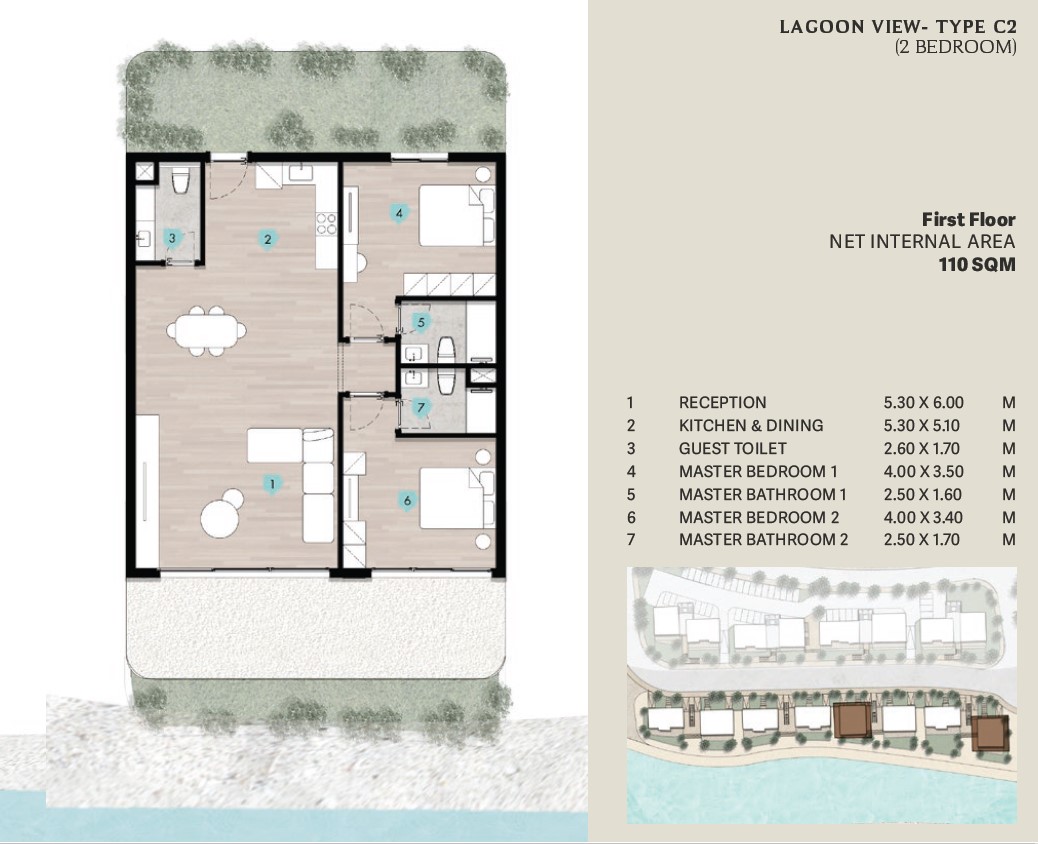 Floor plan for chalet at Azha North Coast
