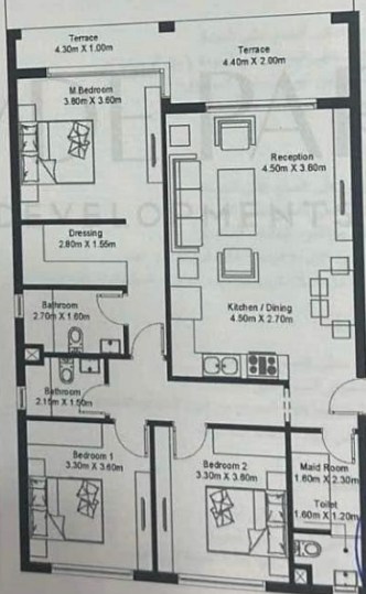 Floor plan for chalet at Hyde Park North - Seashore