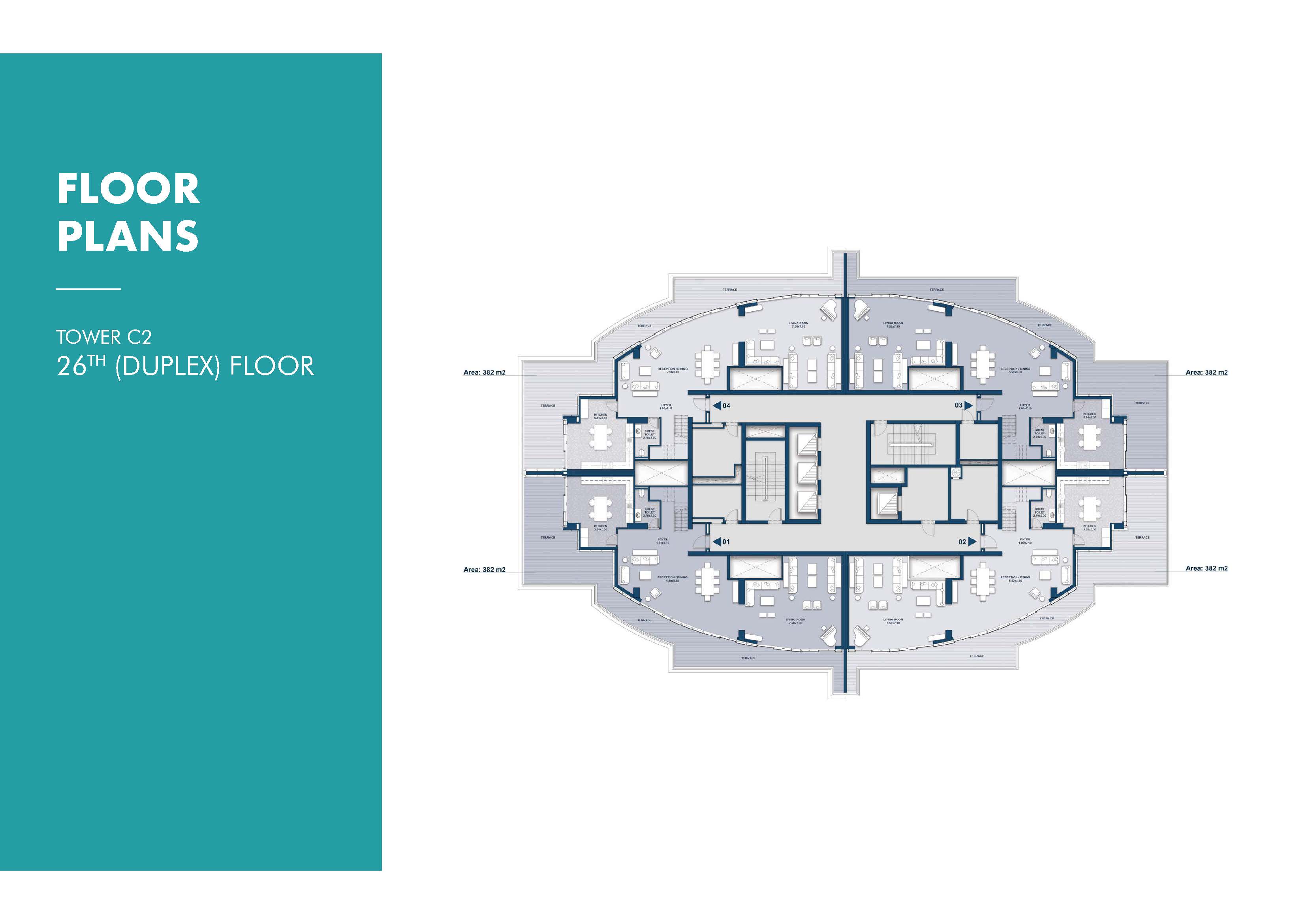 Floor plan for duplex at Beach Front Towers