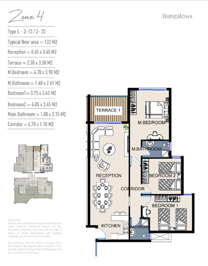 Floor plan for chalet at Bungalows
