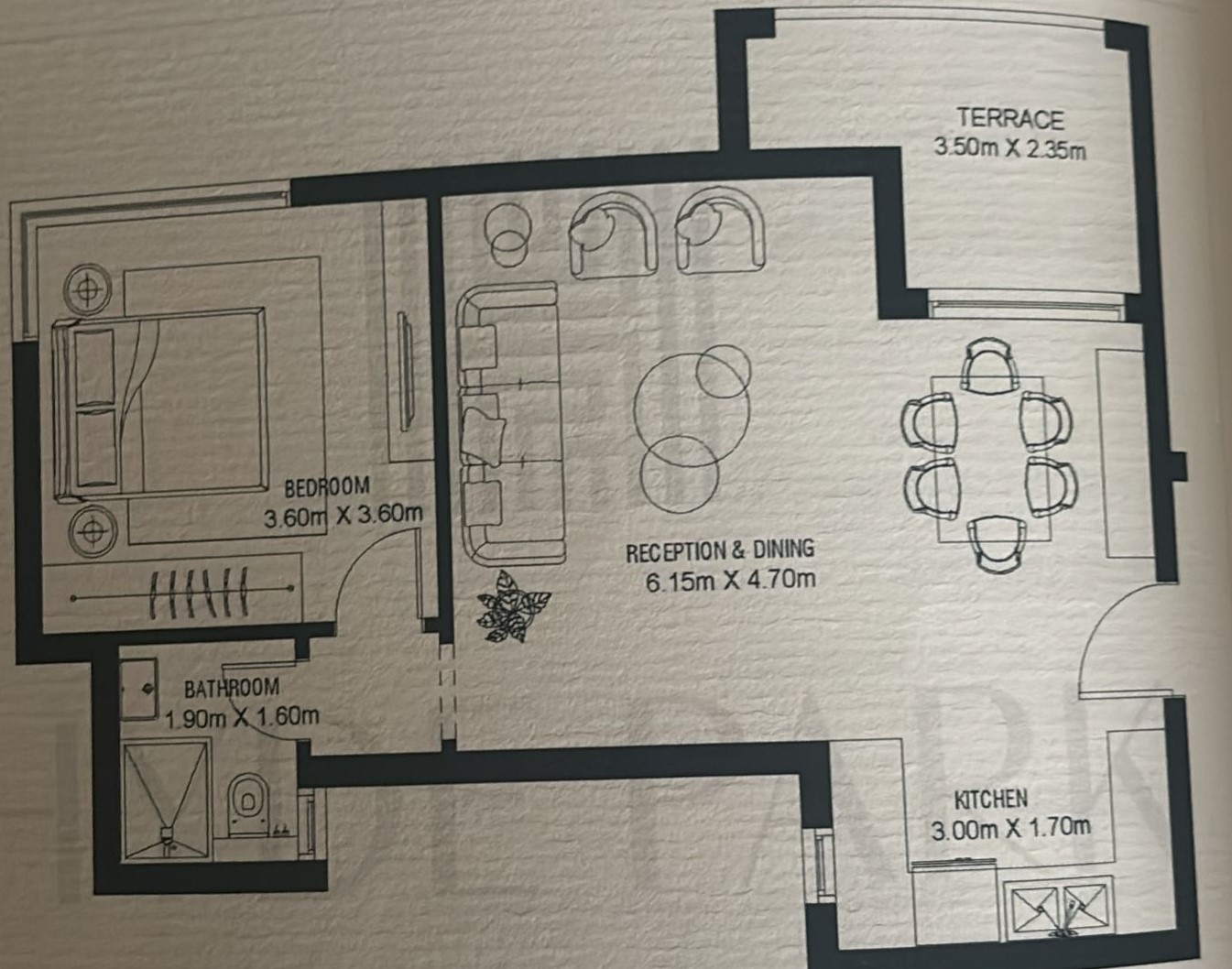 Floor plan for studio at Garden Lakes