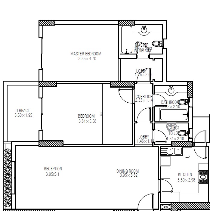 Floor plan for apartment at Downtown New Alamein