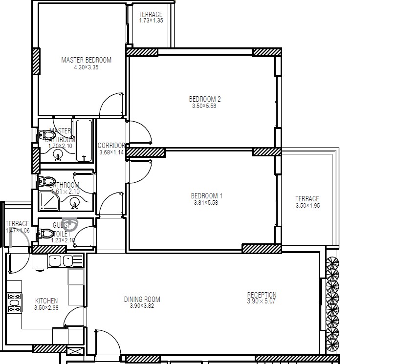Floor plan for apartment at Downtown New Alamein