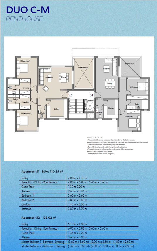 Floor plan for penthouse at Badya