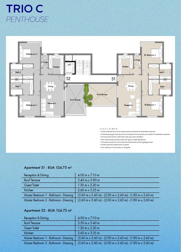Floor plan for penthouse at Badya