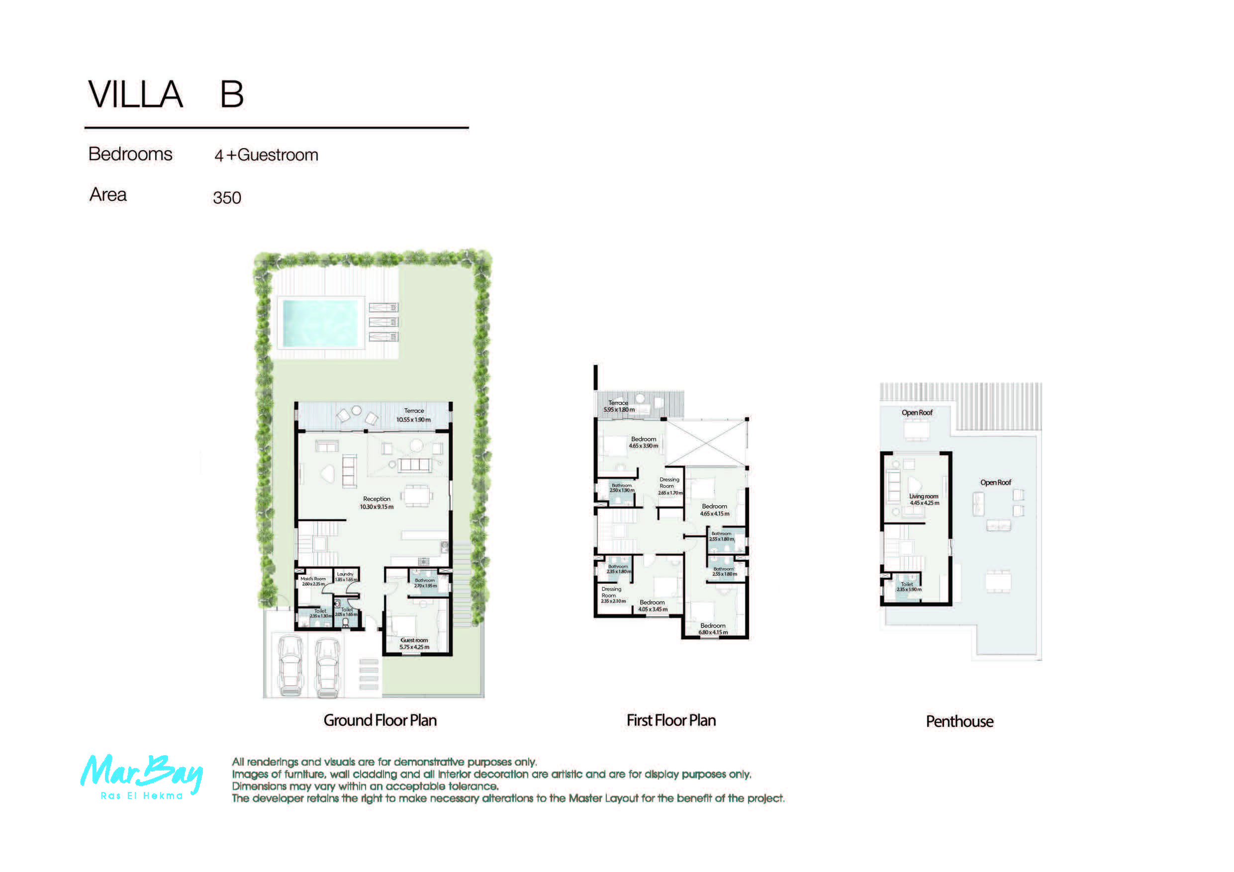 Floor plan for villa at Mar Bay - Ras El Hekma