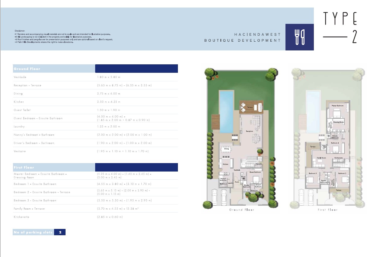 Floor plan for villa at Hacienda West