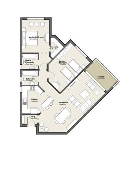 Floor plan for apartment at Axis X Iwan