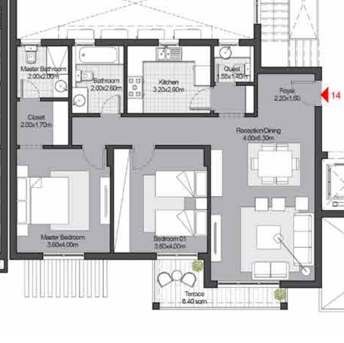 Floor plan for apartment at Azailya