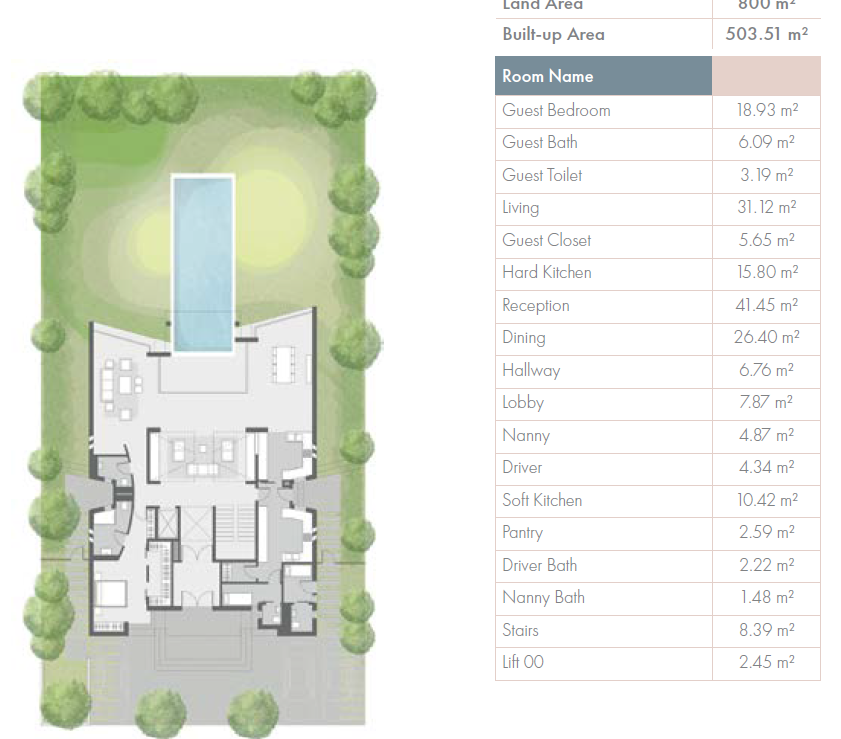 Floor plan for villa at Badya