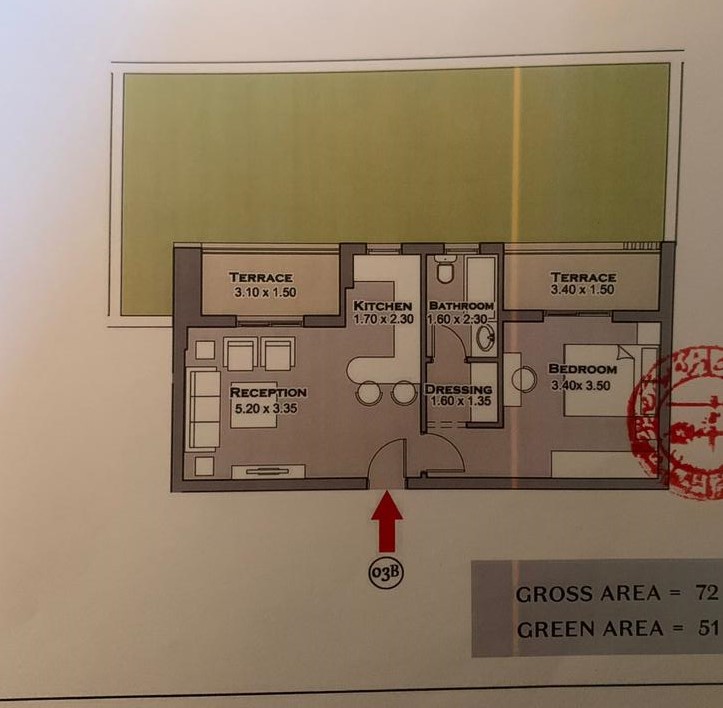 Floor plan for studio at Taj City