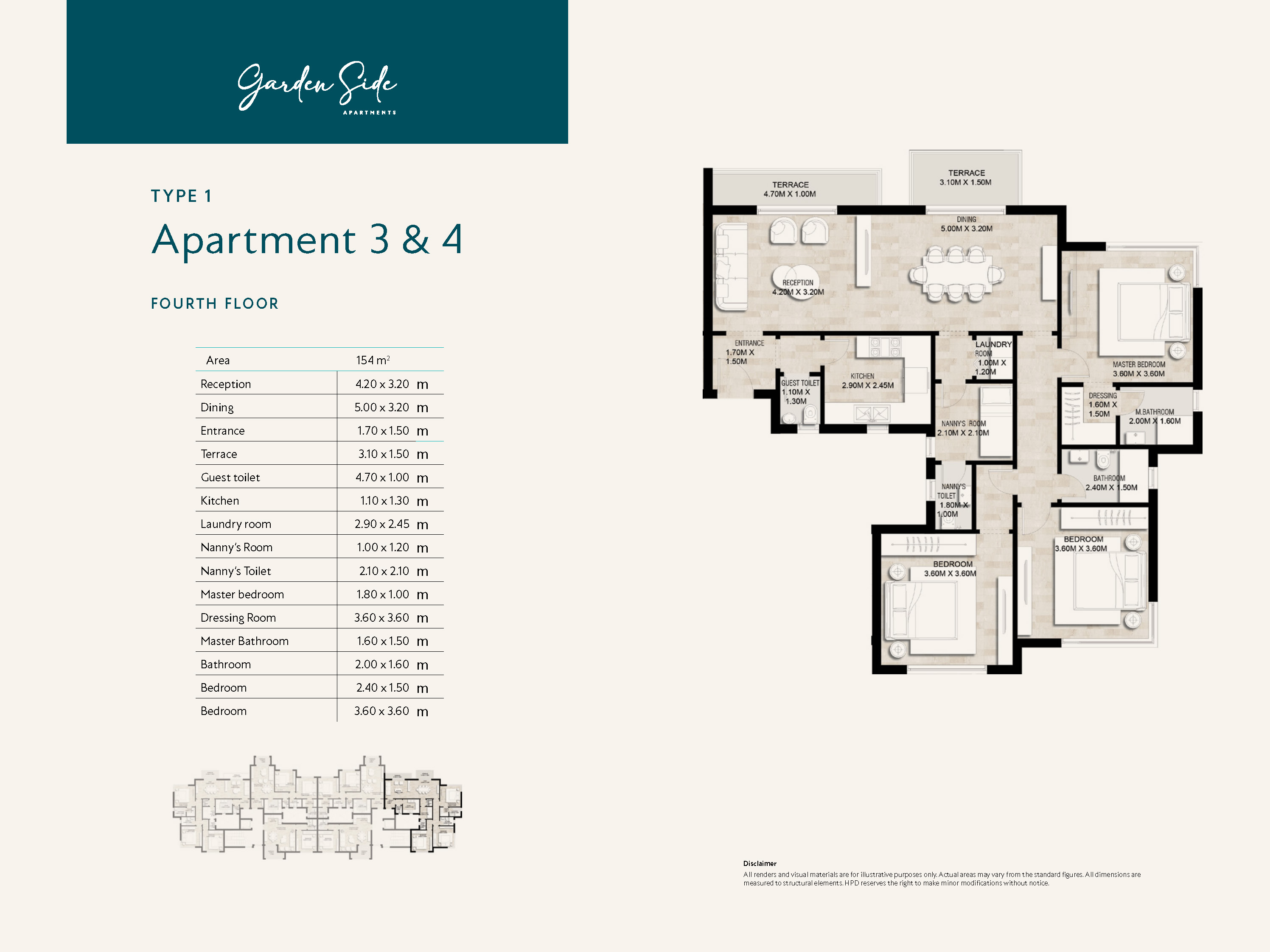 Floor plan for apartment at Garden Side