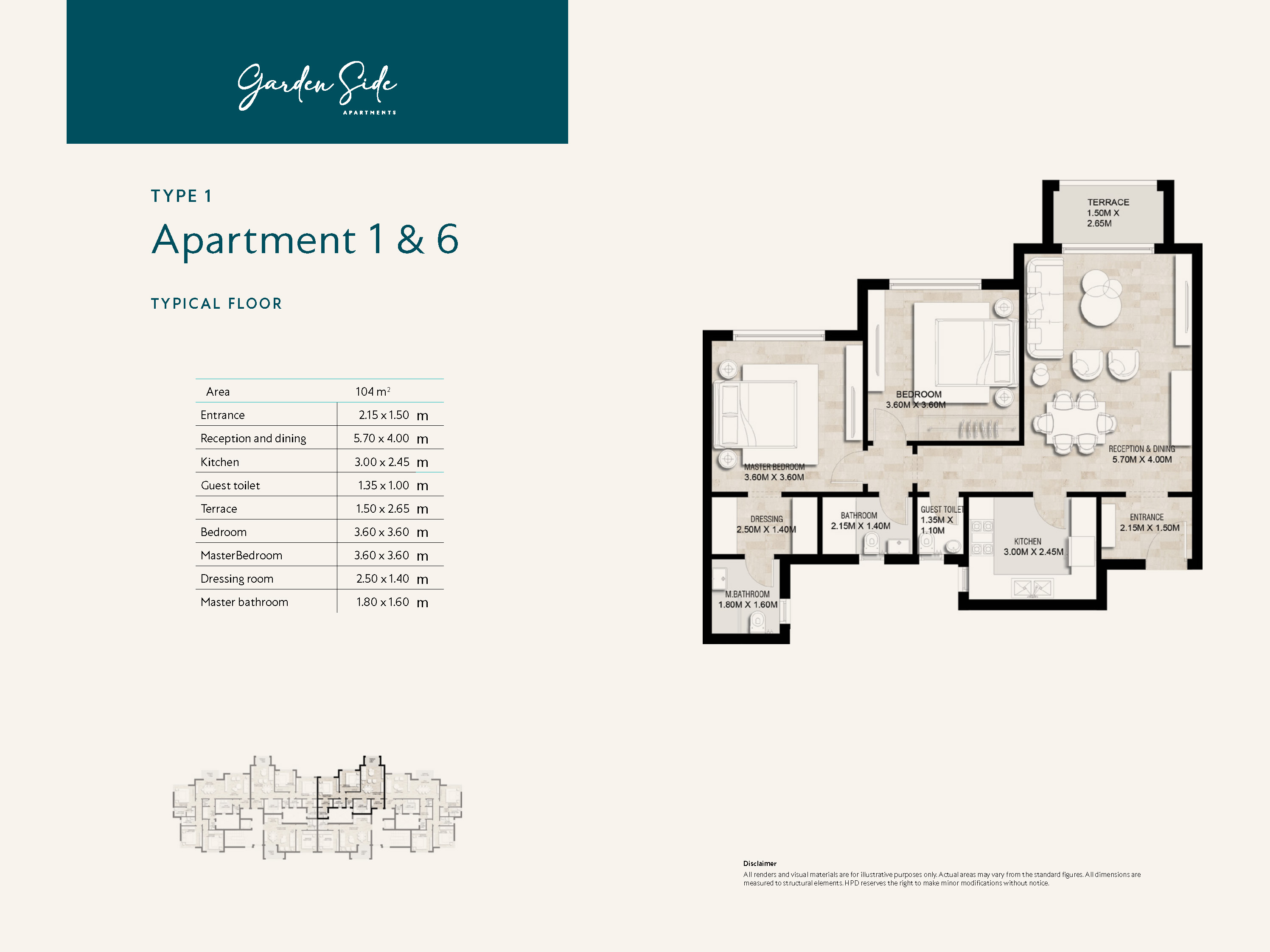 Floor plan for apartment at Garden Side
