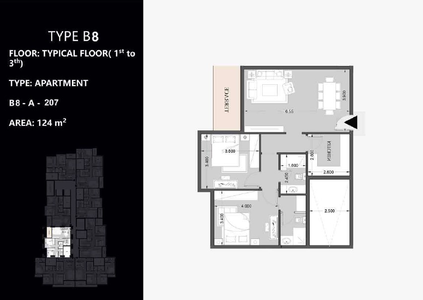 Floor plan for apartment at Peerage Residence
