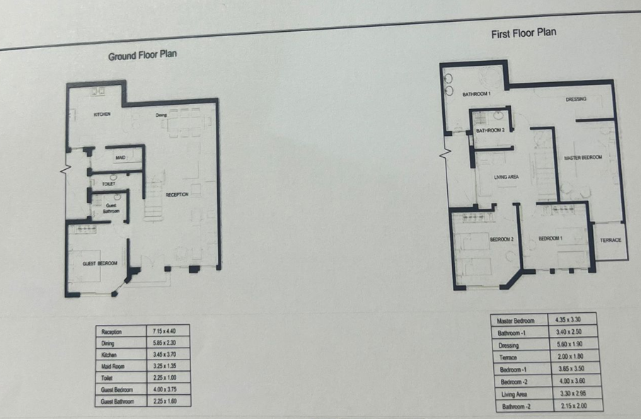 Floor plan for villa at Sarai