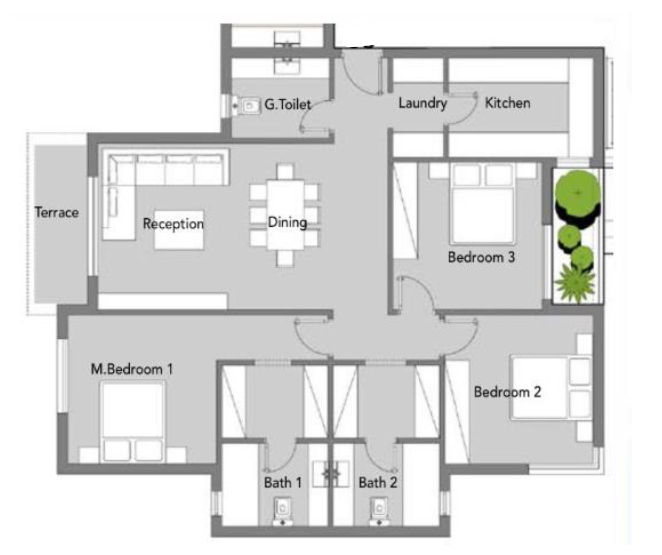 Floor plan for apartment at Badya