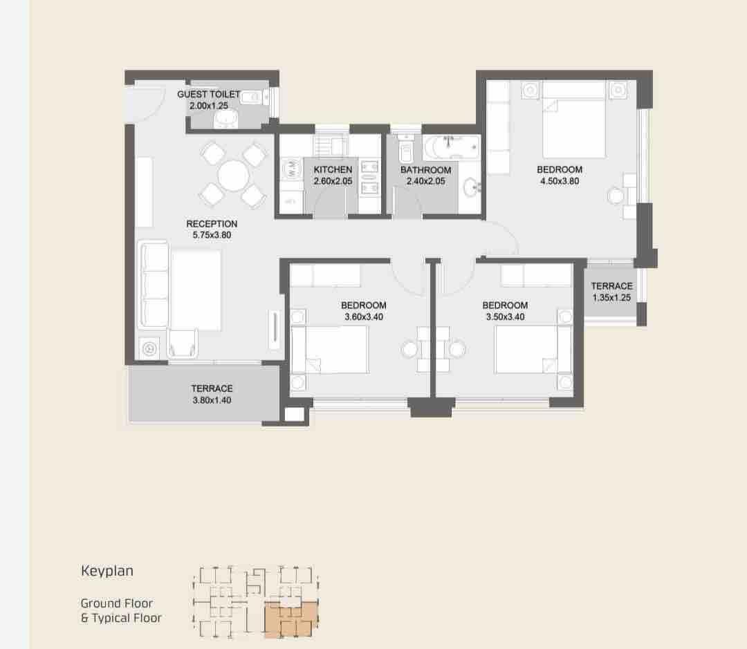 Floor plan for apartment at Al Maqsad