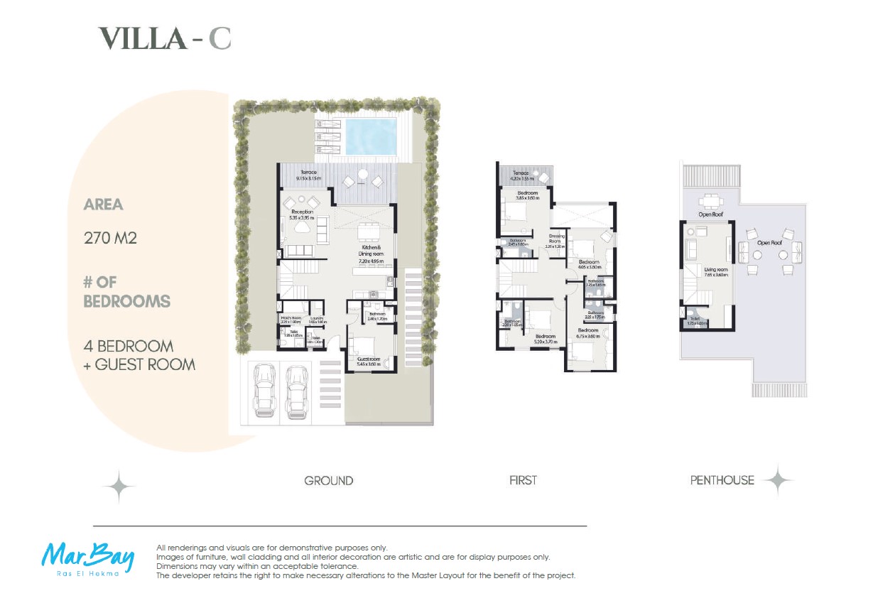 Floor plan for villa at Mar Bay - Ras El Hekma