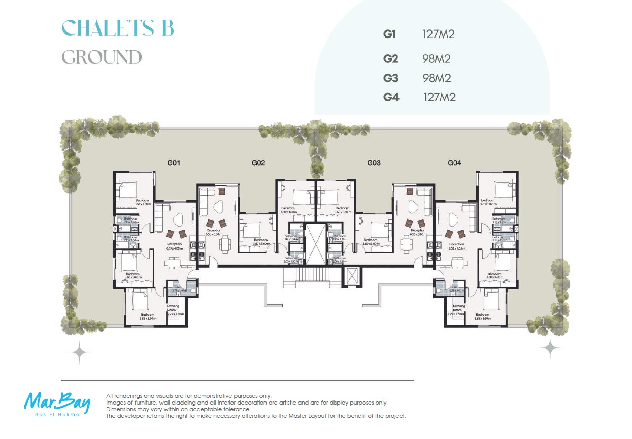 Floor plan for chalet at Mar Bay - Ras El Hekma
