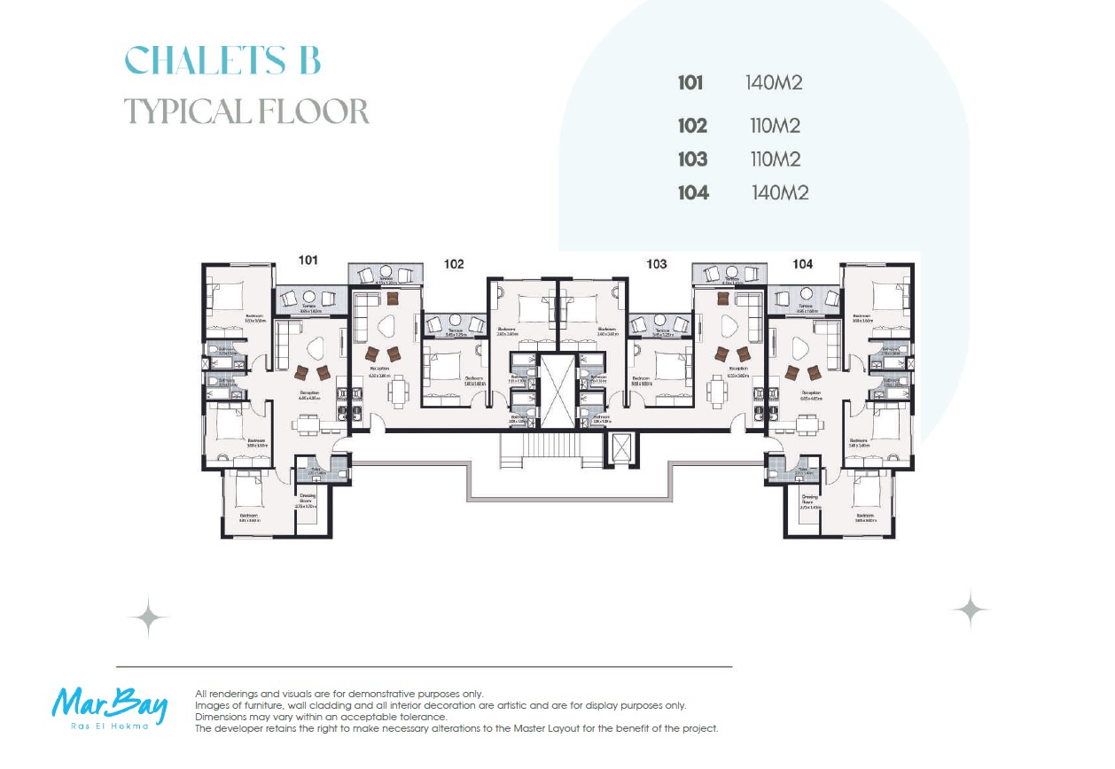 Floor plan for chalet at Mar Bay - Ras El Hekma