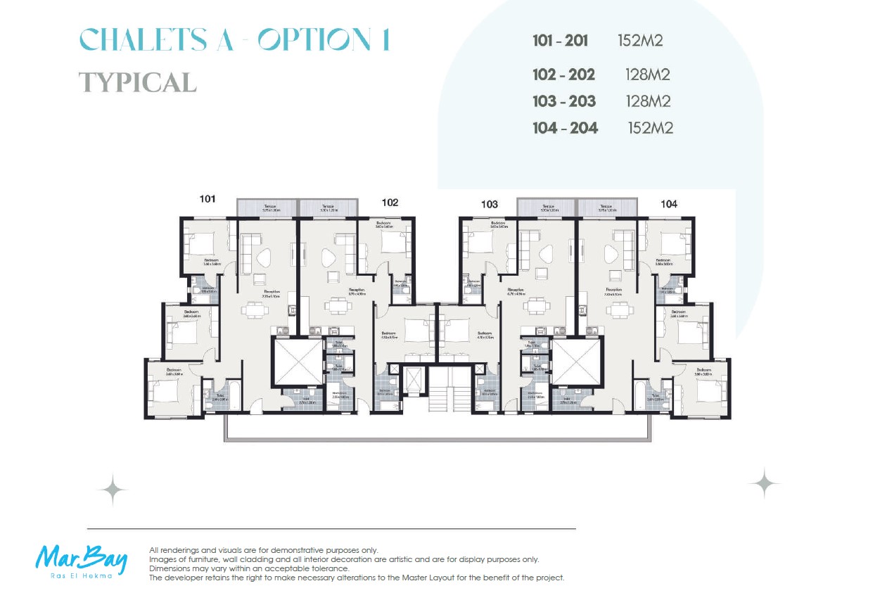 Floor plan for chalet at Mar Bay - Ras El Hekma