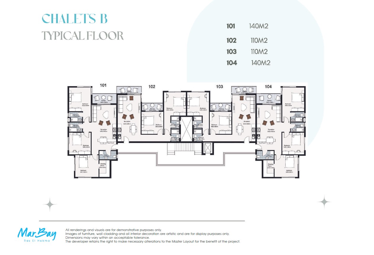 Floor plan for chalet at Mar Bay - Ras El Hekma