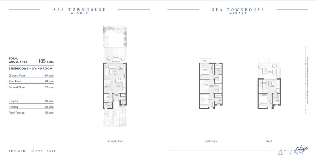 Floor plan for townhouse at Plage