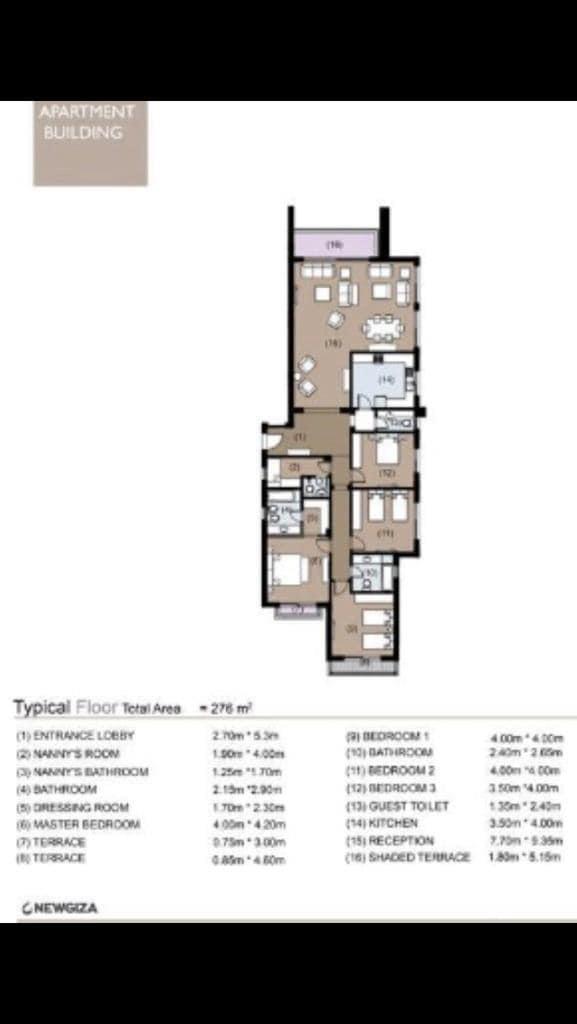 Floor plan for apartment at New Giza