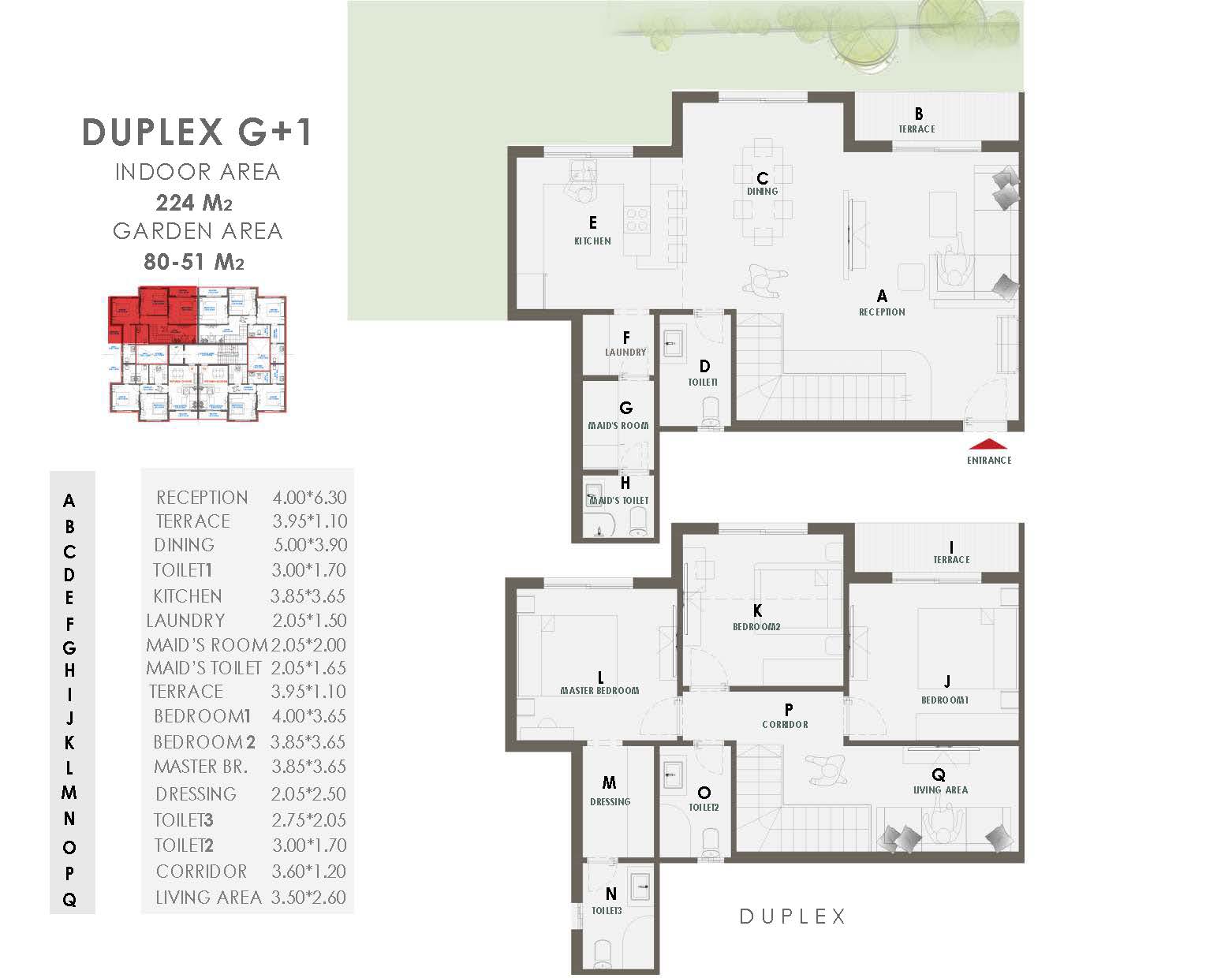 Floor plan for duplex at Eelaf Residence