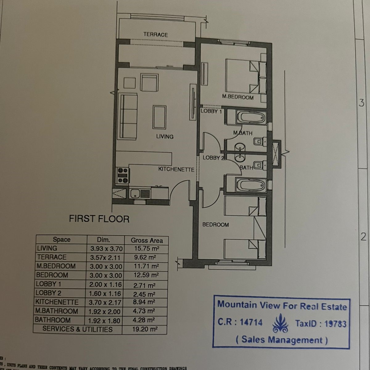 Floor plan for chalet at Mountain View Ras El Hekma