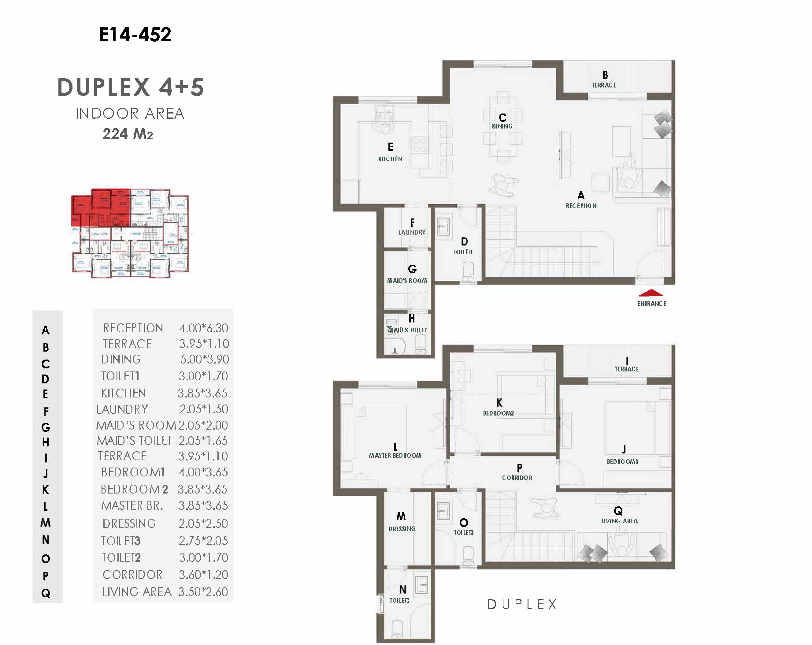 Floor plan for duplex at Eelaf Residence