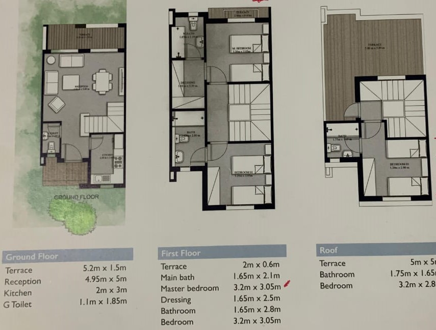 Floor plan for townhouse at Mountain View Ras El Hekma