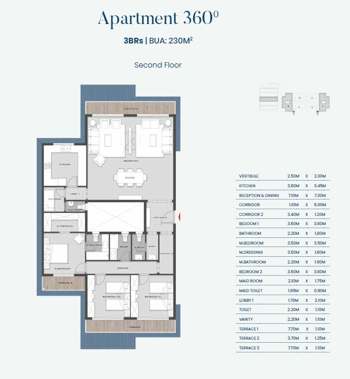 Floor plan for apartment at Aliva Mountain View Mostakbal City