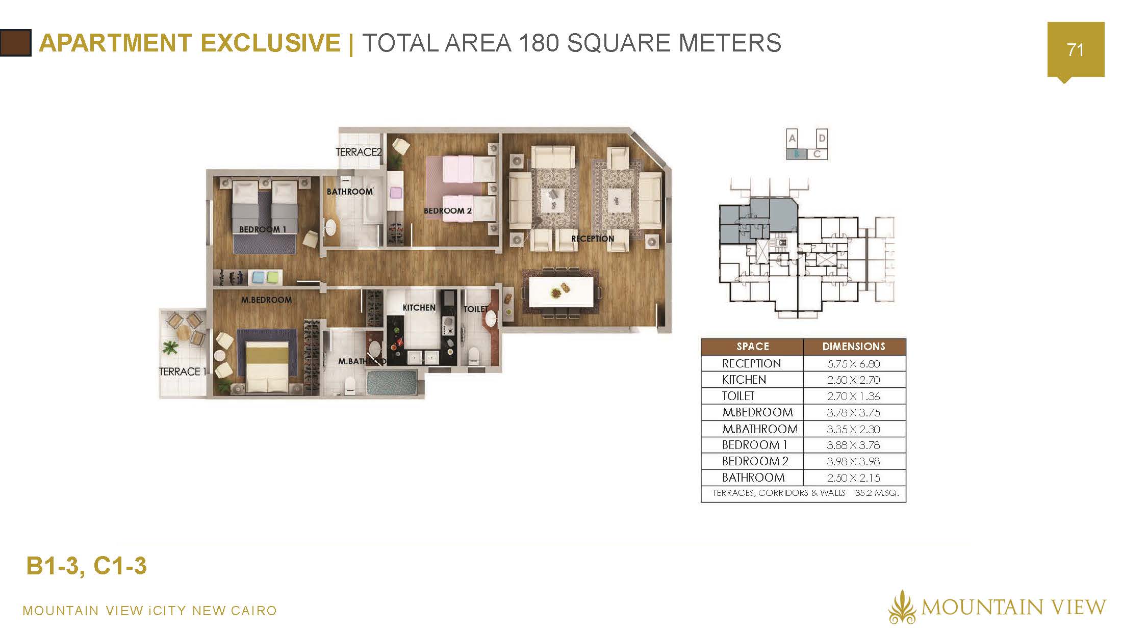 Floor plan for apartment at Mountain View ICity New Cairo