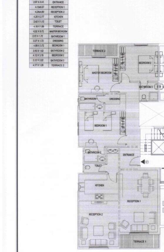 Floor plan for apartment at Sarai
