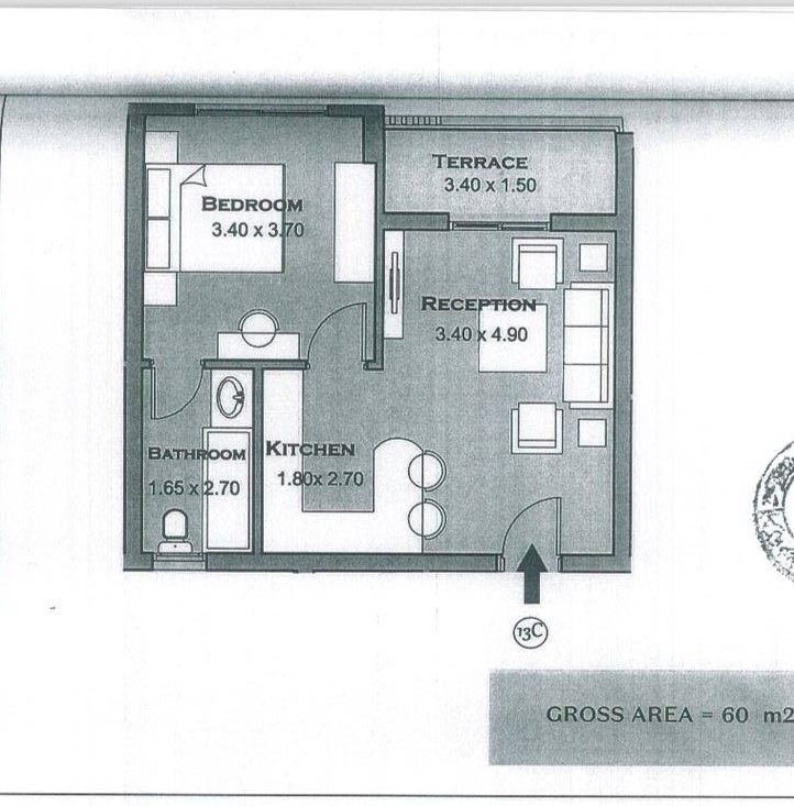 Floor plan for studio at Taj City