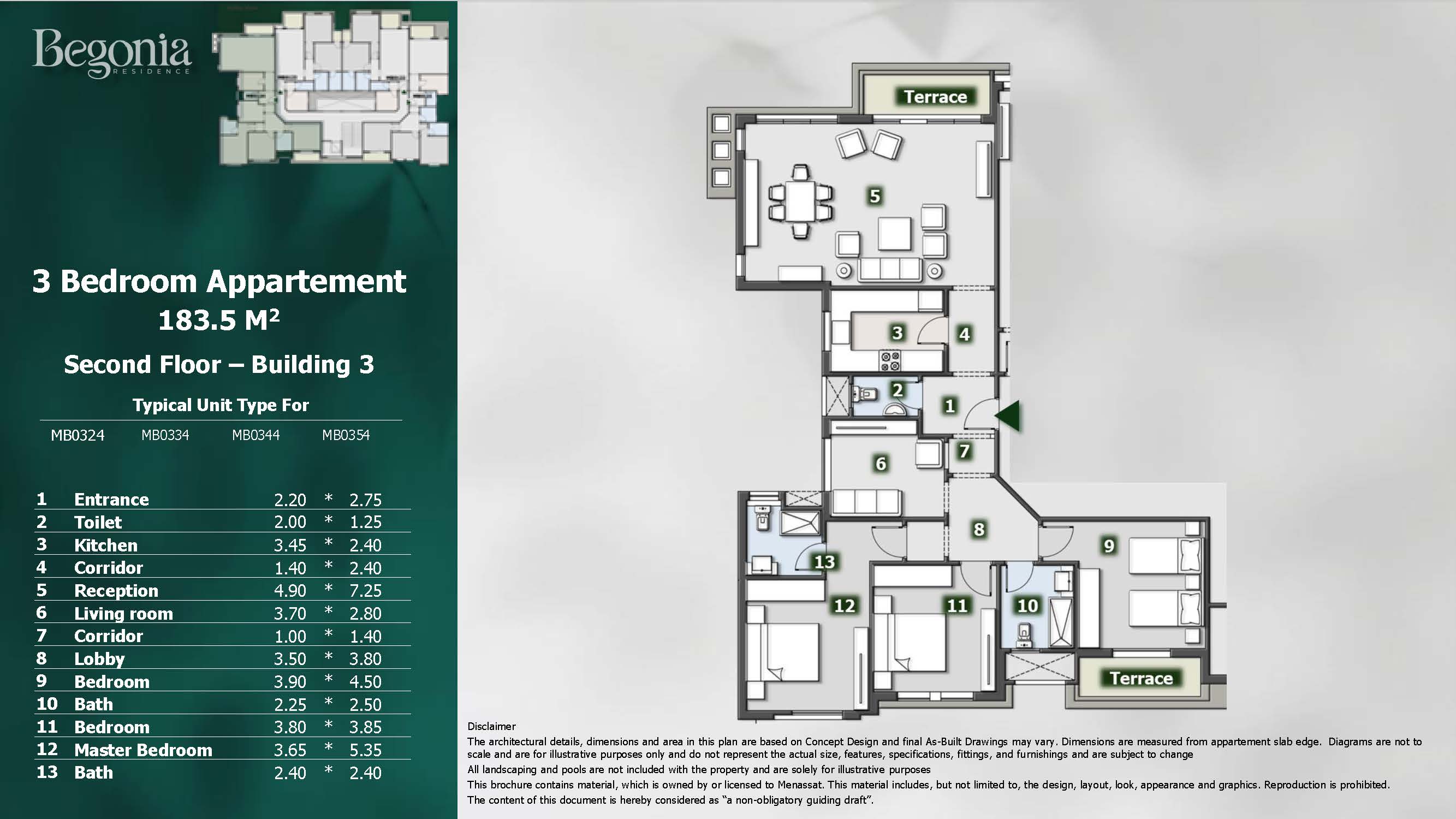 Floor plan for apartment at Begonia Residence