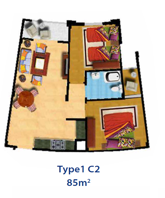 Floor plan for chalet at Lasirena Bay