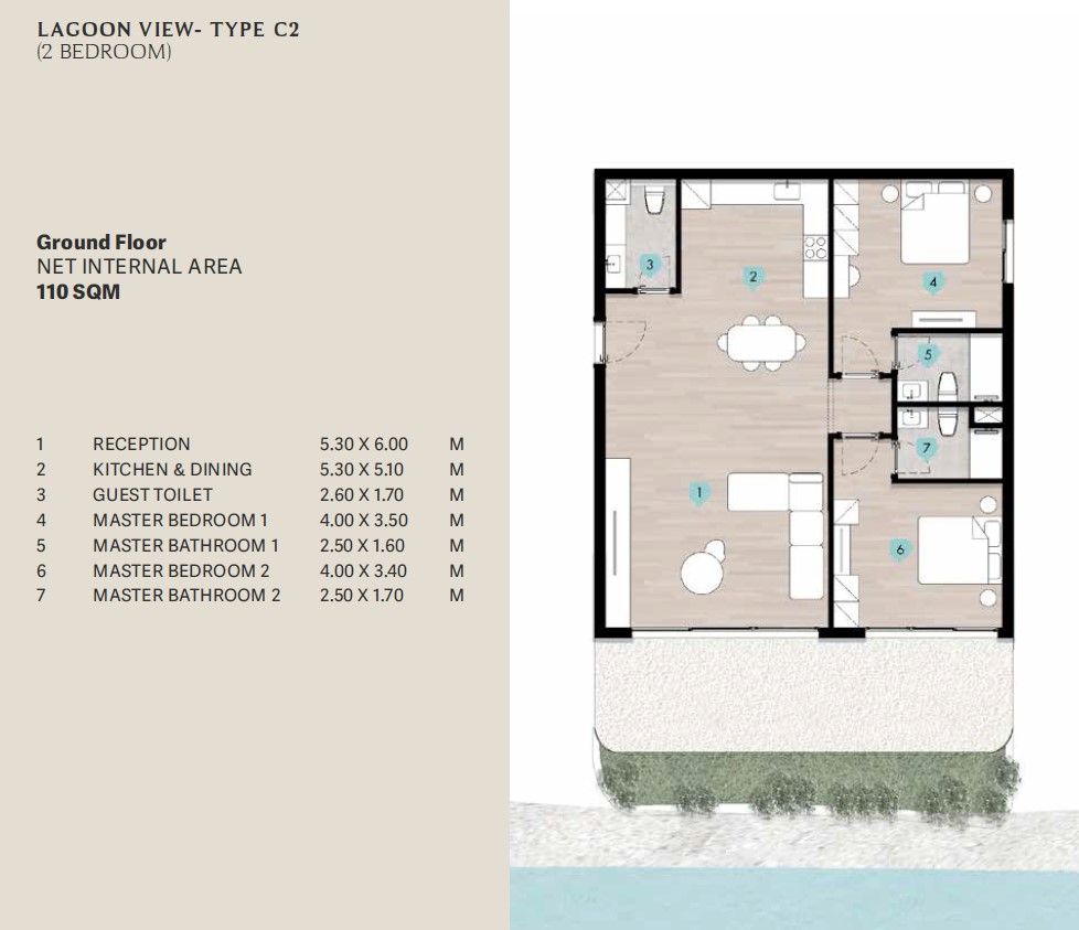 Floor plan for chalet at Azha North Coast