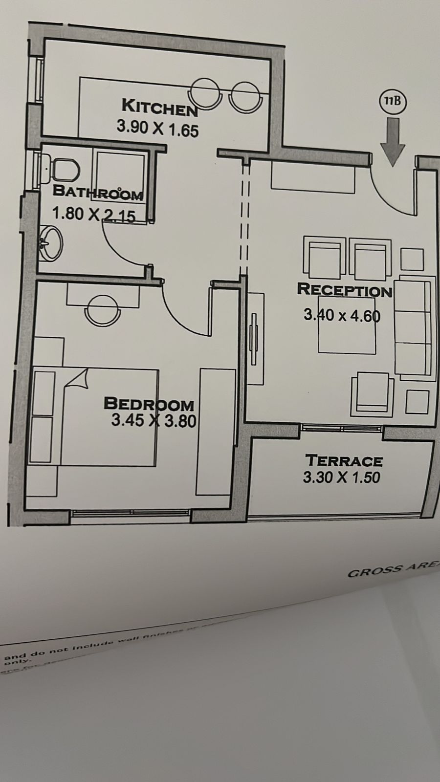Floor plan for studio at Taj City