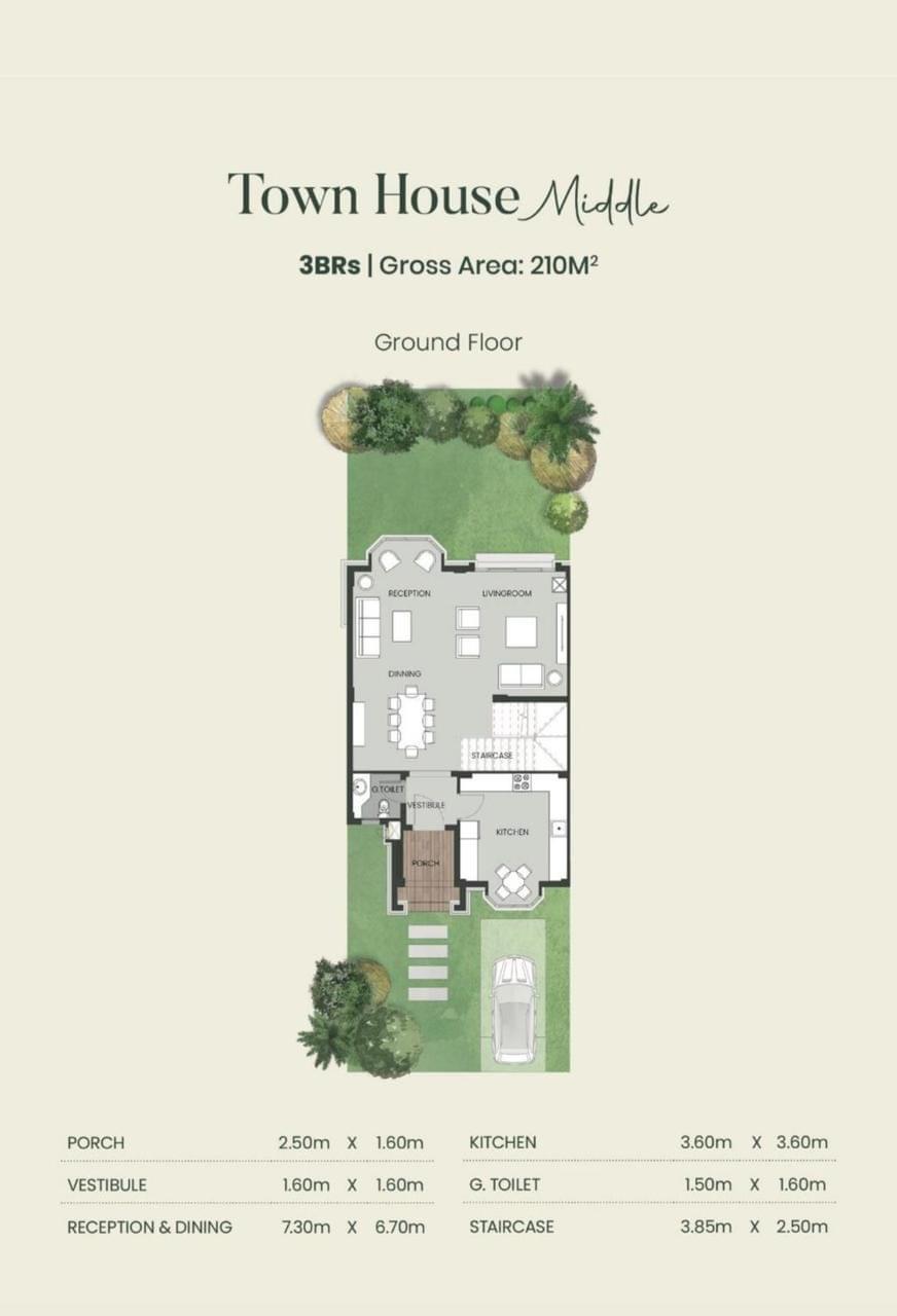 Floor plan for townhouse at Aliva Mountain View Mostakbal City