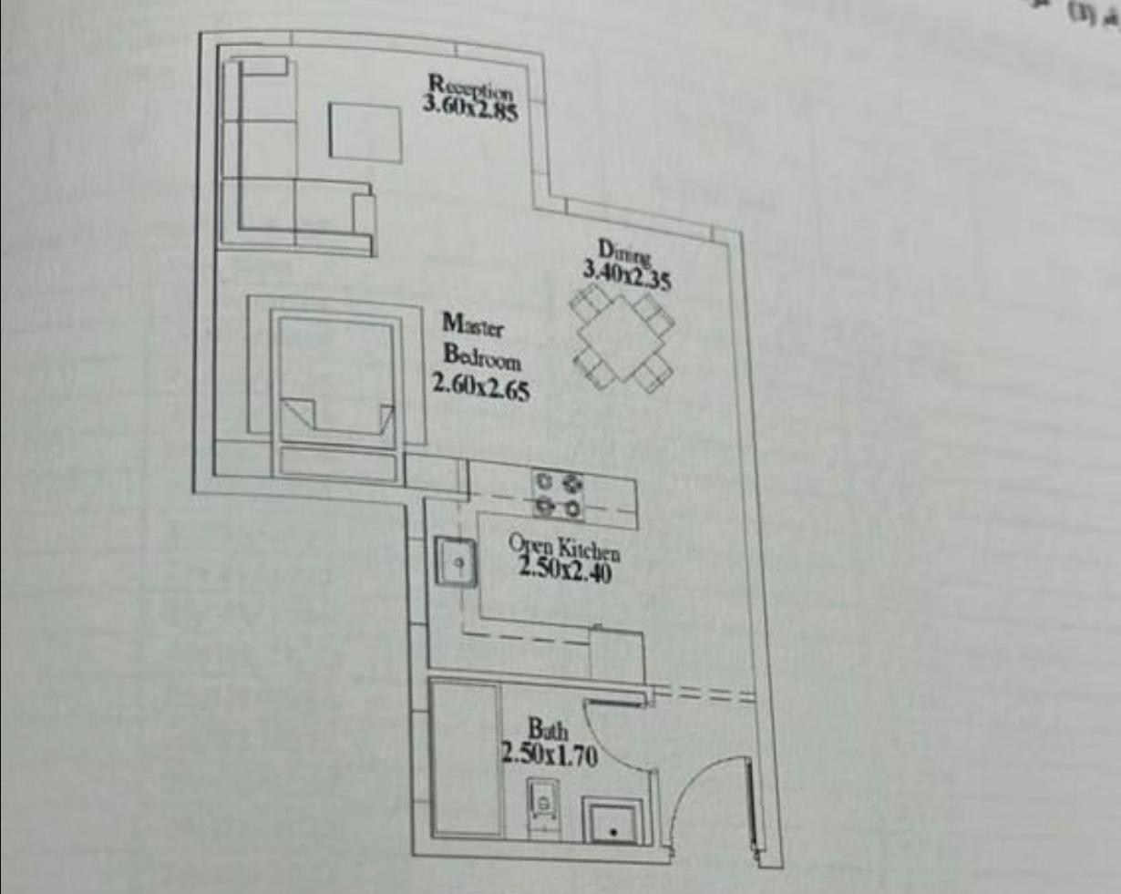Floor plan for studio at Jazebeya