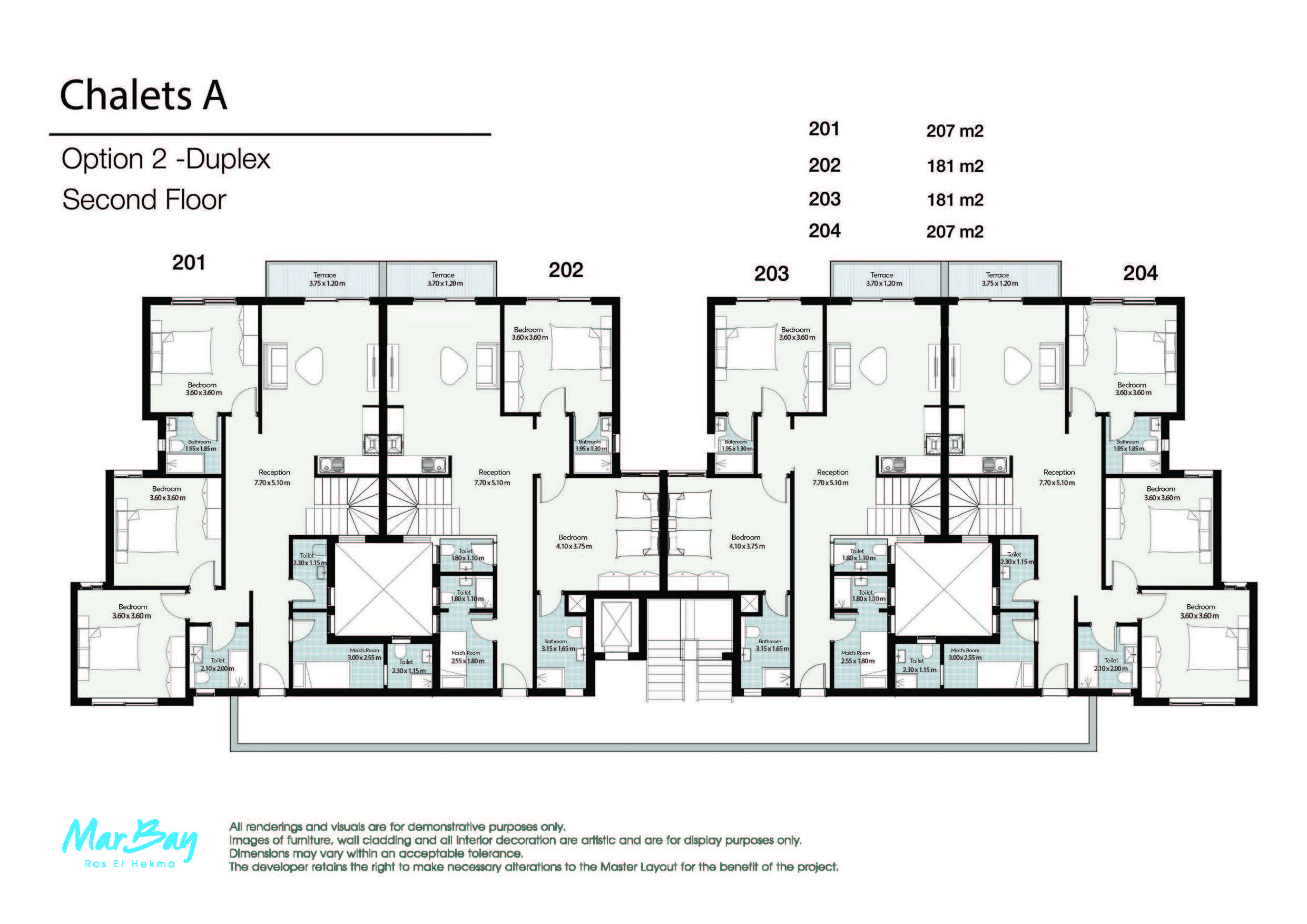 Floor plan for penthouse at Mar Bay - Ras El Hekma