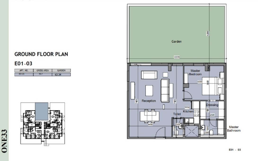Floor plan for apartment at One33